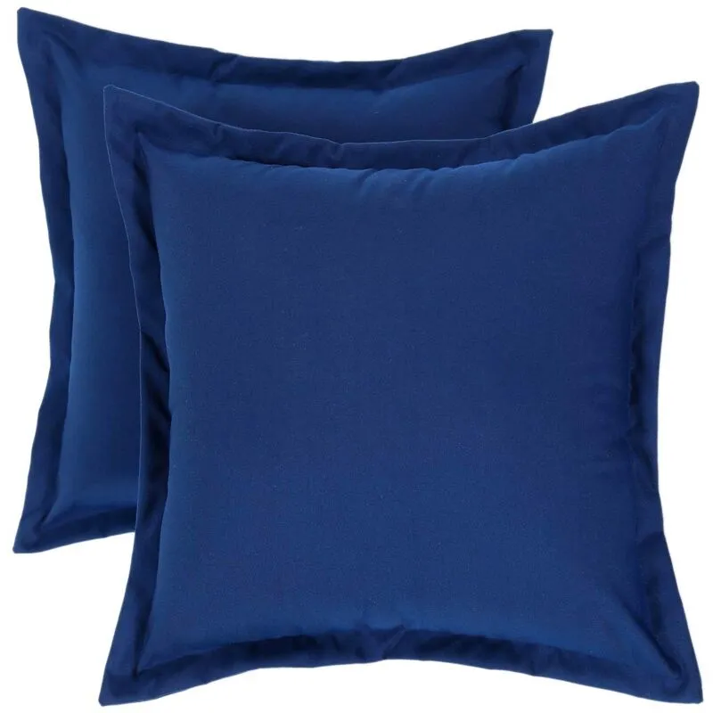 Homescapes - Navy Plain Outdoor Cushion 45 x 45 cm, Set of 2