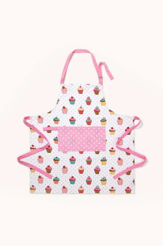 Homescapes Unisex Pink Cupcake Cotton Apron Pink female