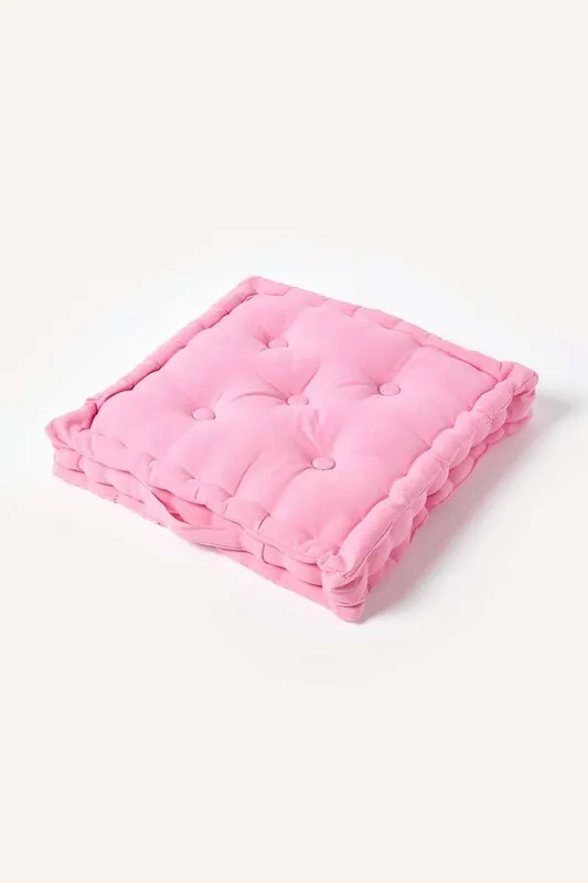 Cotton Pink Floor Cushion, 40 x 40 cm - Homescapes