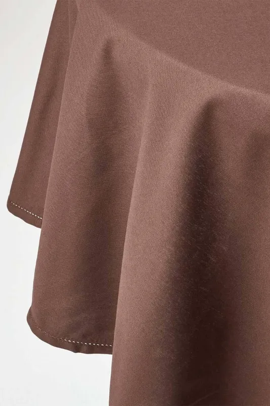 Homescapes Plain Cotton Round Tablecloth, 178 cm in Chocolate Chocolate