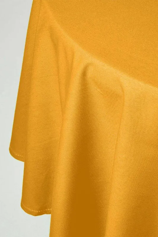 Homescapes Plain Cotton Round Tablecloth, 178 cm in Mustard Mustard