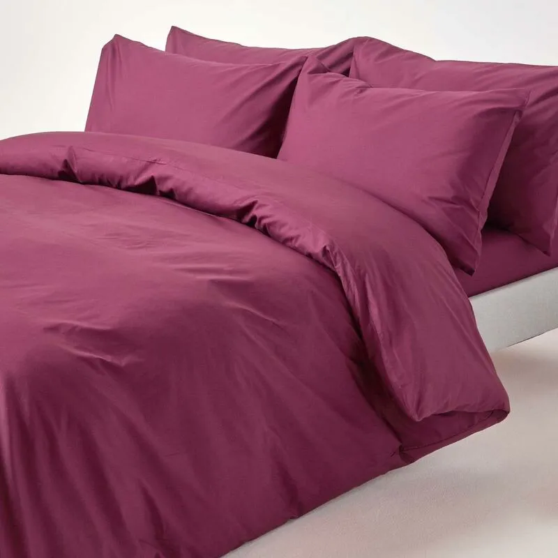 Homescapes - Plum Egyptian Cotton Duvet Cover Set 200 Thread Count, Super King - Plum