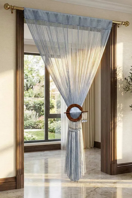 Homescapes Polyester High Density String Curtain in Blue Blue