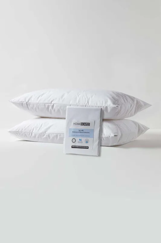 Homescapes Polypropylene Waterproof Pillow Protector Pair in White White