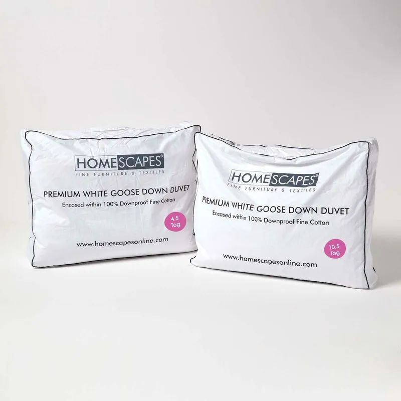 Homescapes - Premium White Goose Down 15 Tog All Seasons Duvet, Double