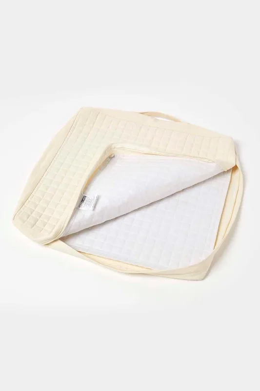 Homescapes Quilted Cotton Armchair Booster Cushion Cover in Cream Size: 50 cm x 50 cm Cream