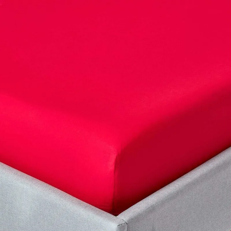 Homescapes Red Egyptian Cotton Deep Fitted Sheet 200 Thread Count, Double - Red