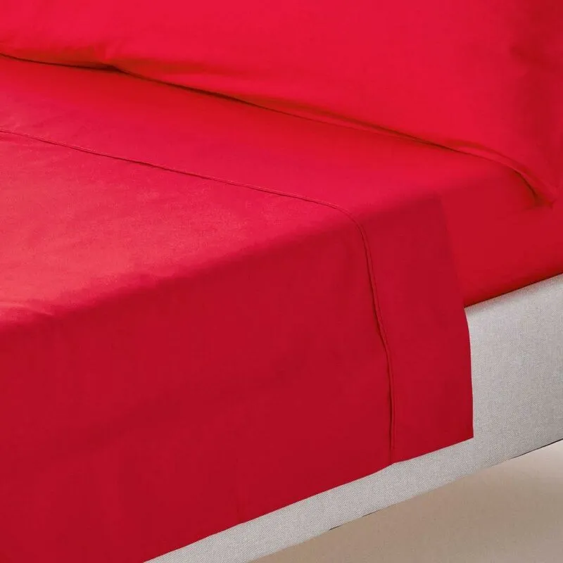 Homescapes - Red Egyptian Cotton Flat Sheet 200 Thread Count, Single - Red