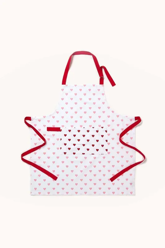 Homescapes Unisex Red Hearts Cotton Apron Red female