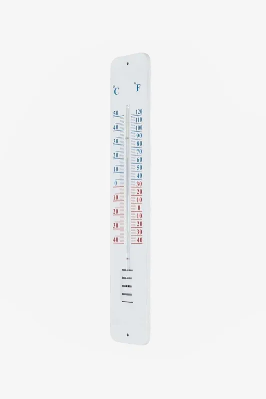 Homescapes Silver Metal Wall Thermometer, 45 cm - Silver - Size: One Size