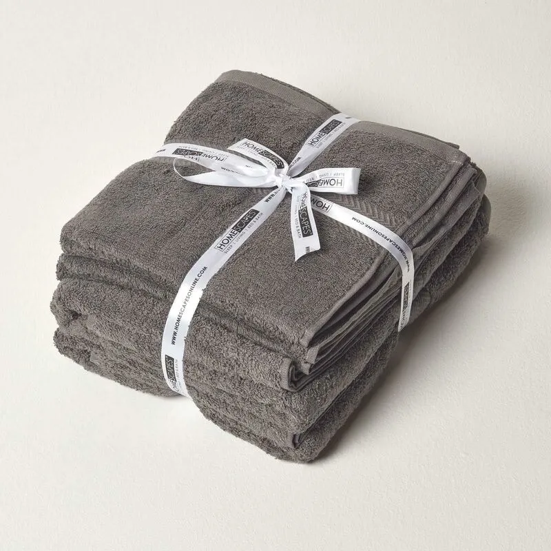 Homescapes Combed Egyptian Cotton 4 Piece Towel Bale 500 Gsm in Grey - Grey