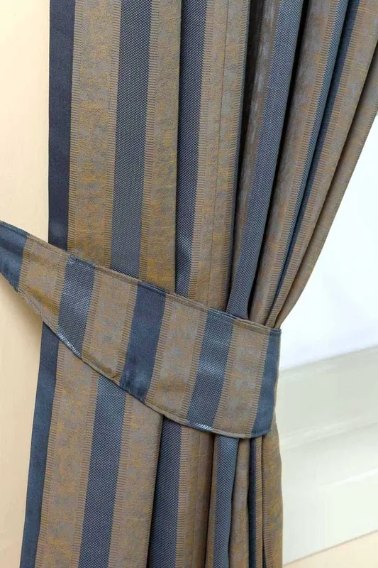 Homescapes Stripe Jacquard Curtain Tie Back Pair in Blue Blue