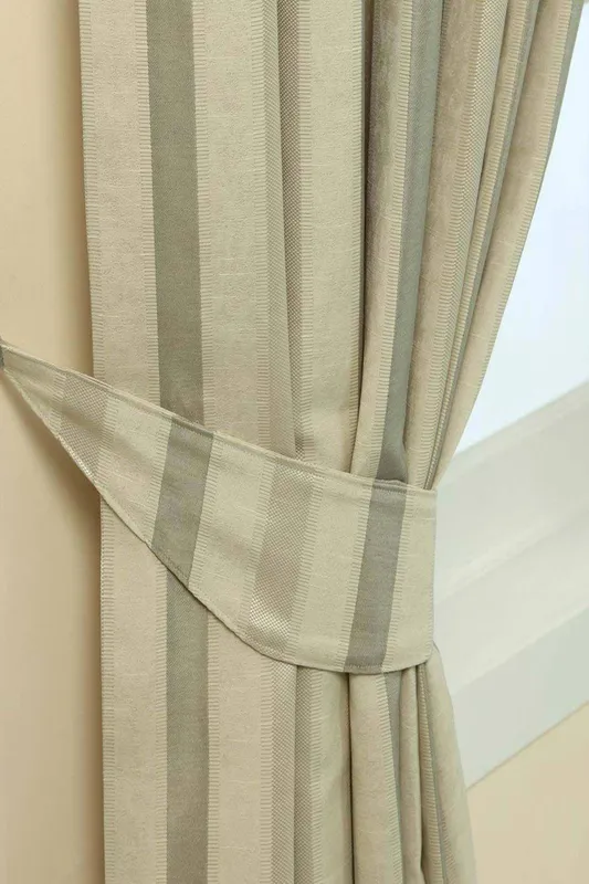 Homescapes Unisex Stripe Jacquard Curtain Tie Back Pair in Cream Cream female