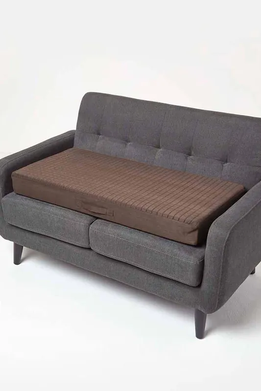 Homescapes Suede Orthopaedic Foam 2 Seater Booster Cushion in Chocolate Chocolate