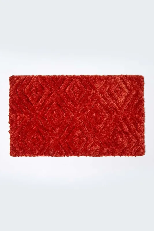 Homescapes Unisex Super Absorbent Ikat Pattern Bath Mat in Orange Orange female