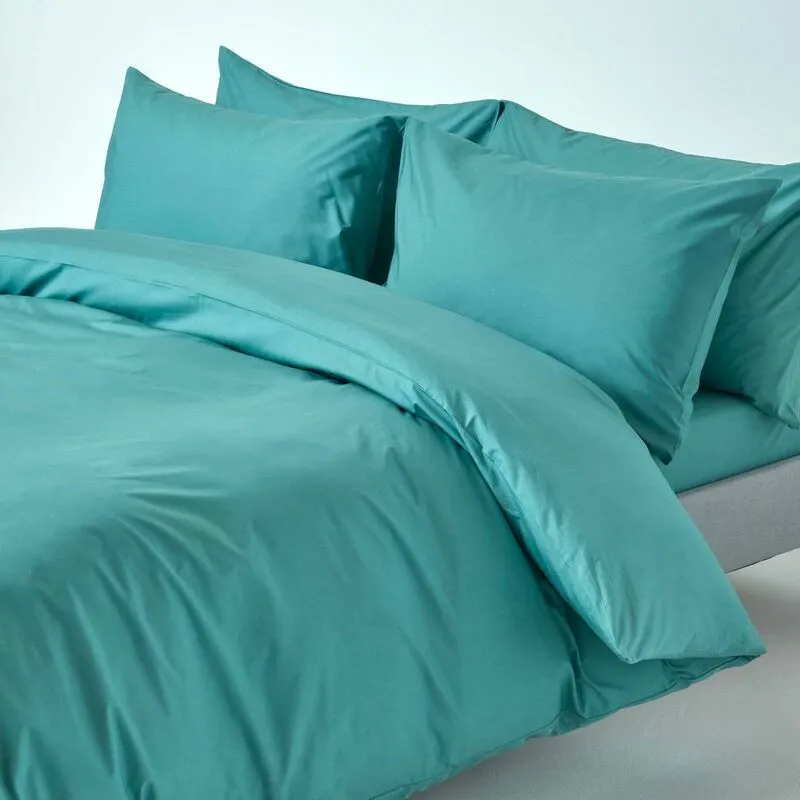 Homescapes - Teal Egyptian Cotton Duvet Cover Set 200 Thread Count, King - Teal