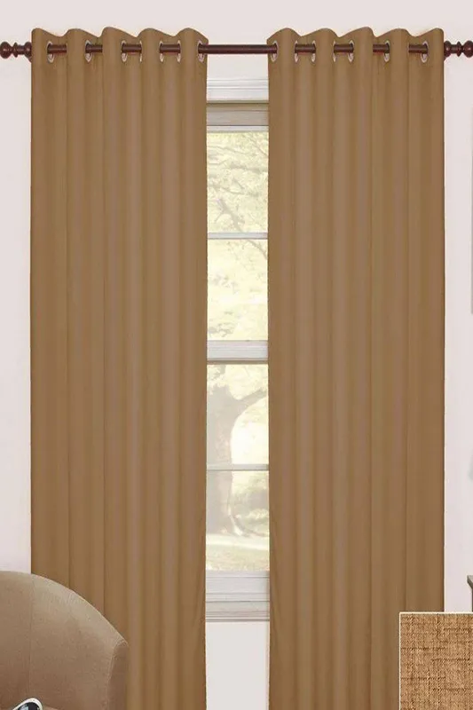 Homescapes - Latte Thermal Blackout Eyelet Curtain Pair, 66 x 54'