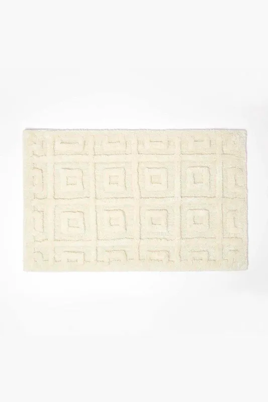 Homescapes Unisex 100% Cotton Tufted Tile Bath Mat in Beige Beige female
