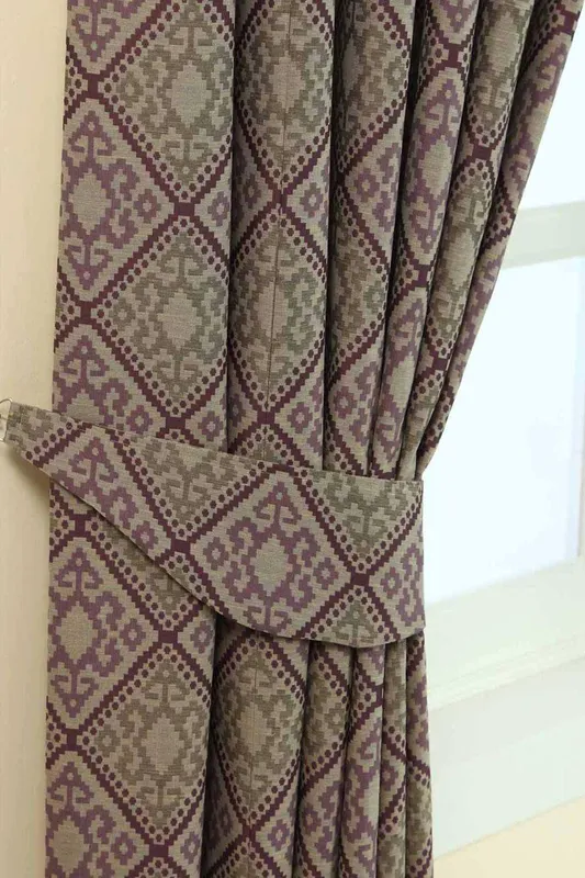 Homescapes Aztec Jacquard Curtain Tie Back Pair in Purple Purple