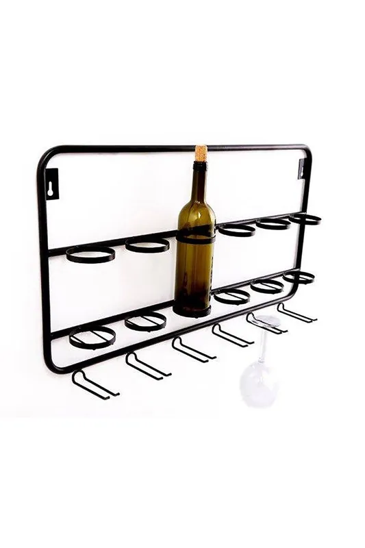 Homescapes Unisex Black Iron Wine Bottle Rack Black One Size female
