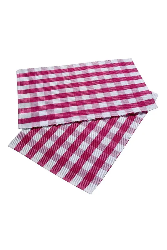 Homescapes Block Check Cotton Gingham Placemats, Set of 2 in Pink - Pink