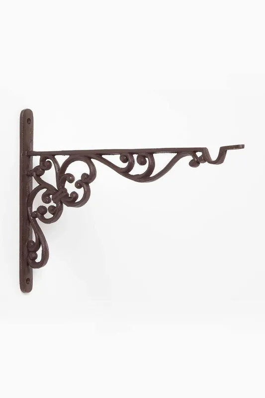 Homescapes - Brown Cast Iron Extra Large Hanging Basket Hook - Brown - Brown