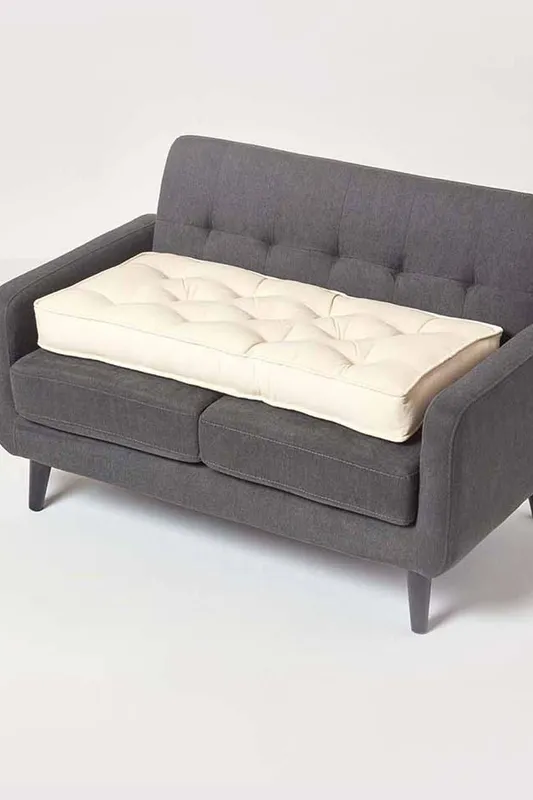 Homescapes Unisex Cotton 2 Seater Booster Cushion in Cream Cream female