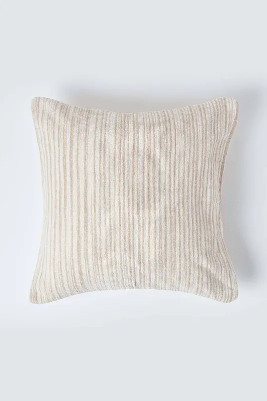 Homescapes - Cotton Chenille Tie Dye Beige Cushion Cover, 60 x 60 cm