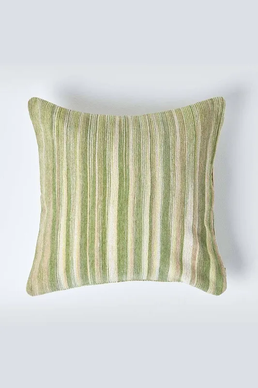 Homescapes Cotton Chenille Tie Dye Green Cushion Cover, 45 x 45 cm
