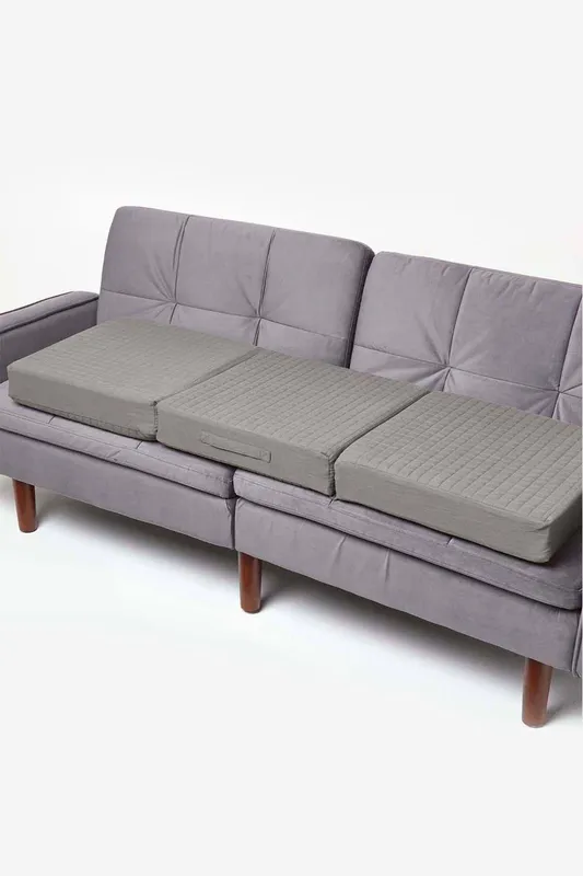Homescapes - Charcoal Grey Cotton Orthopaedic Foam 3 Seater Booster Cushion