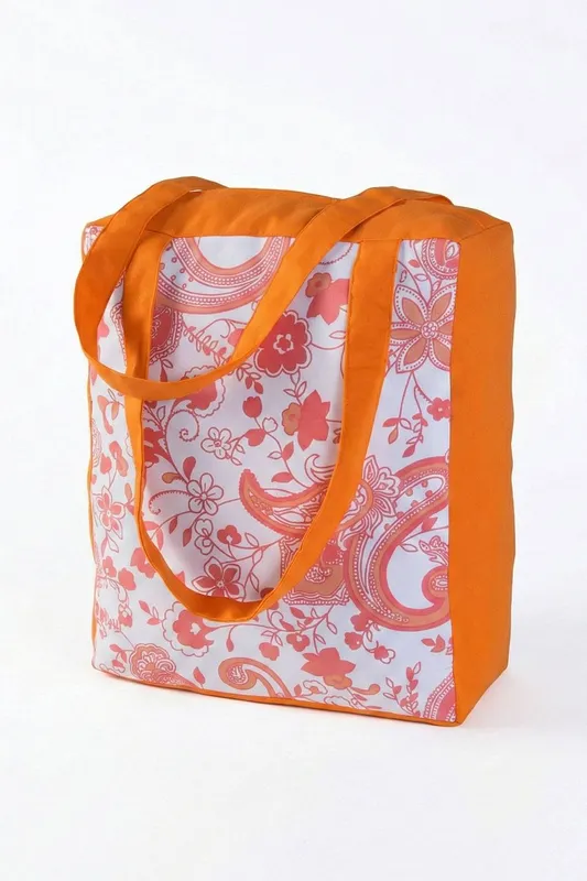 Homescapes Cotton Pure Paisley Design Shopping/Shoulder Bag, 27 x 32 x 11 cm