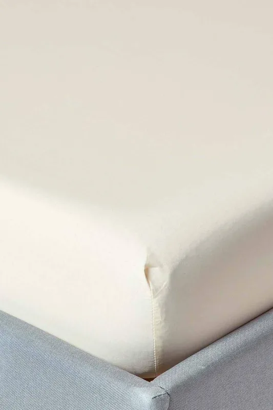 Homescapes Cream Egyptian Cotton Fitted Sheet 200 Thread Count, King - Cream