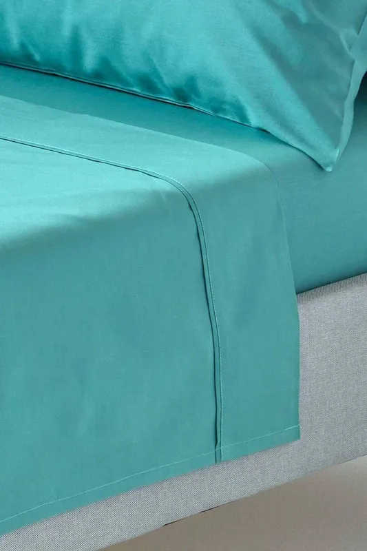 Homescapes - Teal Egyptian Cotton Flat Sheet 200 Thread Count, King - Teal