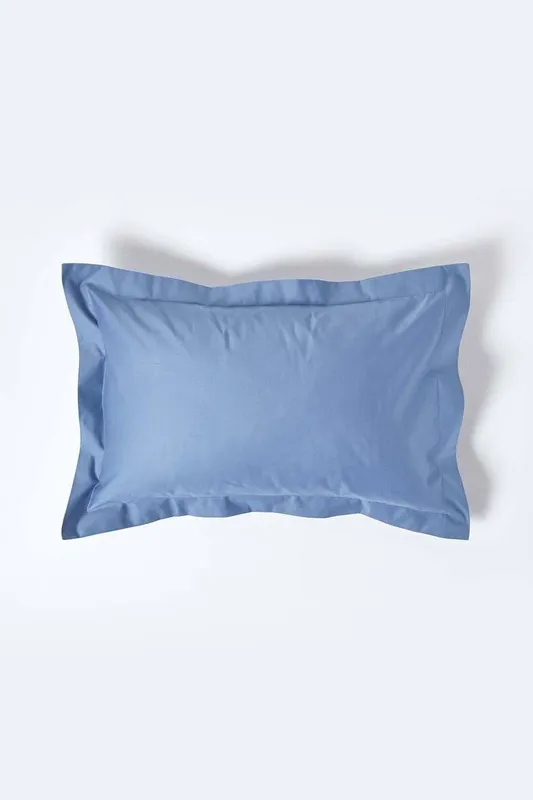 Homescapes Egyptian Cotton Oxford Pillowcase 1000 TC in Blue - Blue