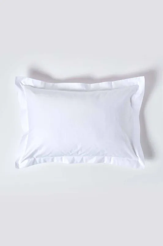 Homescapes Egyptian Cotton Oxford Pillowcase 1000 TC in White - White - Size: One Size