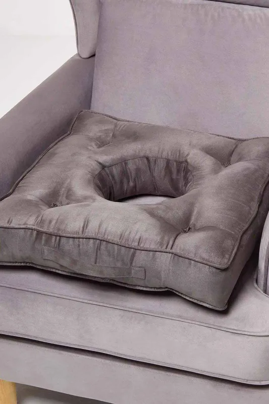 Homescapes Faux Suede Coccyx Cushion in Grey Size: 50 cm x 50 cm Grey 50 cm x 50 cm