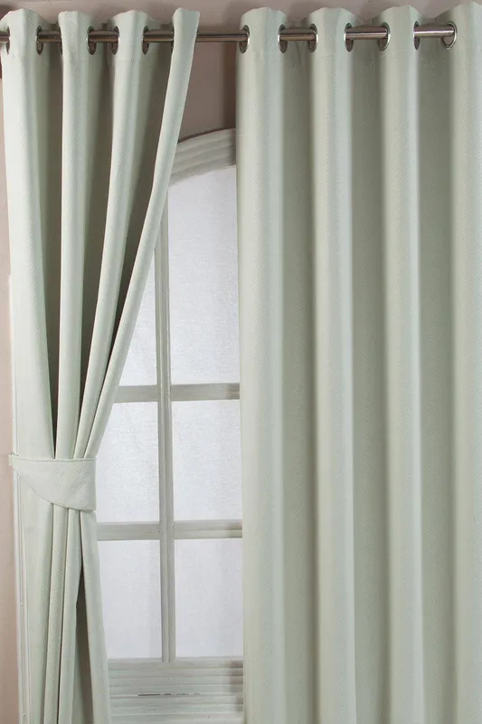 Homescapes Ivory Herringbone Chevron Blackout Curtains Pair Eyelet Style, 90x72"