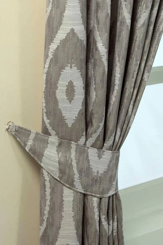Homescapes Ikat Jacquard Curtain Tie Back Pair in Grey Grey