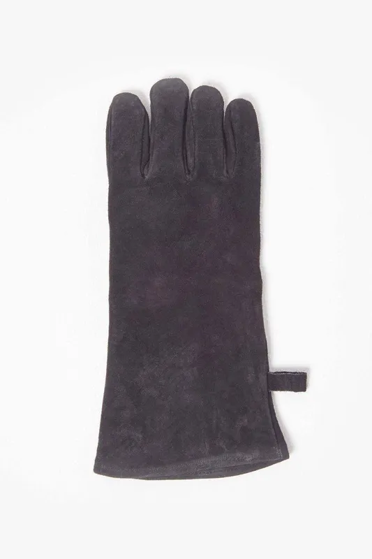 Homescapes Large Black Leather Bbq Glove - Black