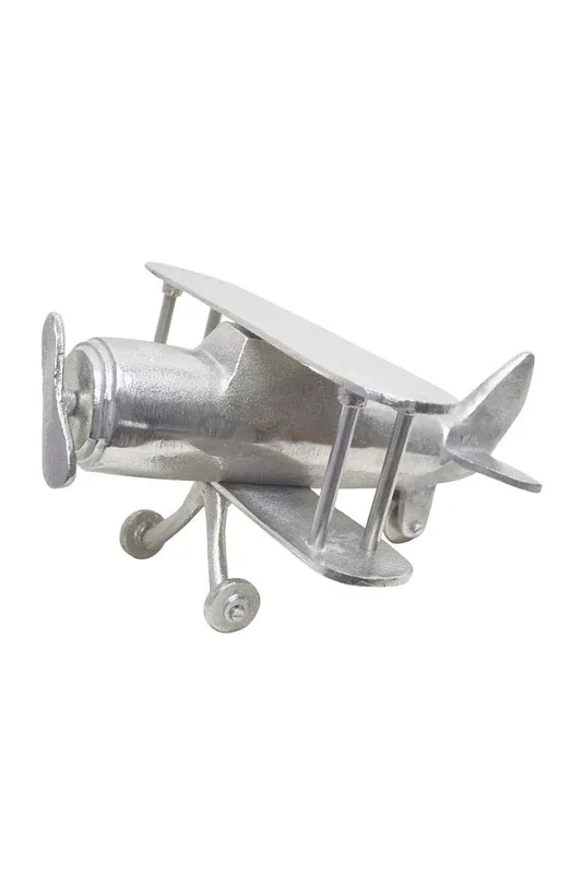 Homescapes Large Designer Solid Metal Biplane Table Top in Silver - Silver