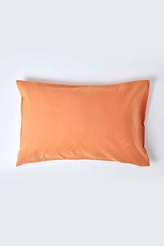 Homescapes - Burnt Orange Linen Housewife Pillowcase, King
