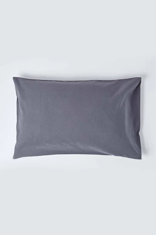 Homescapes Linen Housewife Pillowcase, King in Dark Grey Dark Grey