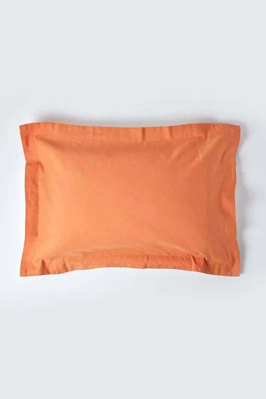 Homescapes Linen Oxford Pillowcase, King in Burnt Orange Burnt Orange