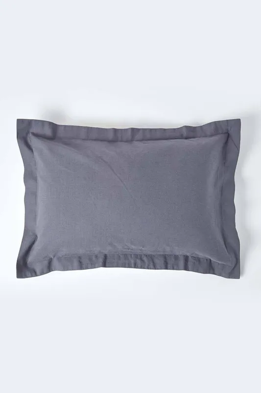 Homescapes Dark Grey Linen Oxford Pillowcase, King
