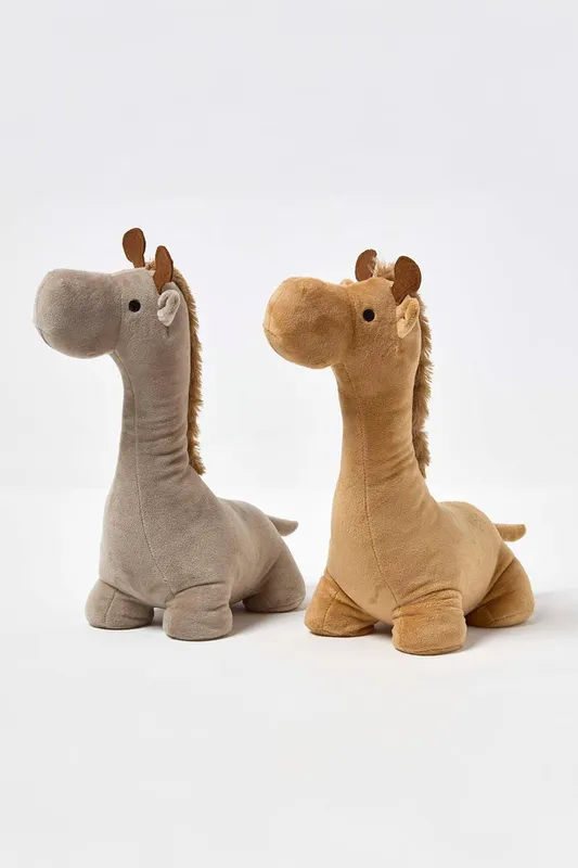 Homescapes Luxury Fabric Giraffe Doorstop Set of 2 in Brown - Brown - Size: One Size