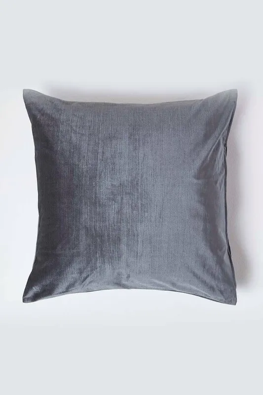 Homescapes Unisex Luxury Velvet Cushion Cover in Grey Size: 45cm x 45cm Grey 45cm x 45cm female