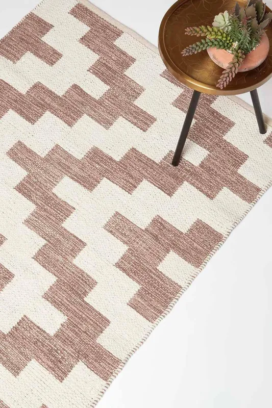 Homescapes Unisex Malina Brown & Natural Kilim Cotton Rug Size: 120cm x 170cm Natural 120cm x 170cm female