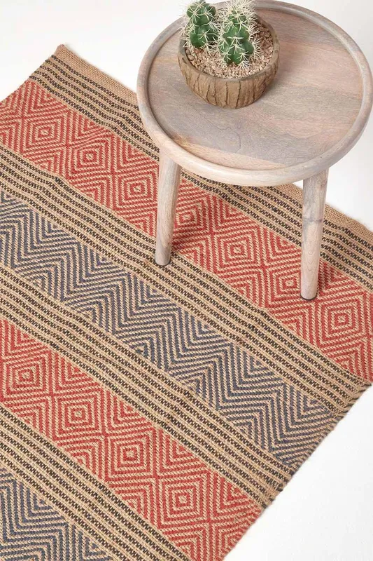 Homescapes Multicolour Geometric Patterned Jute Rug Size: 120cm x 180cm - Multicolor