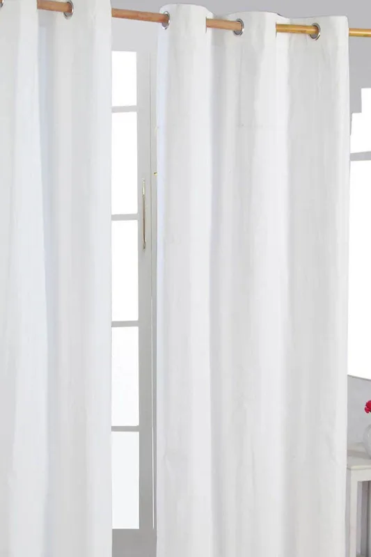 Homescapes Unisex Plain Cotton Ready Made Eyelet Curtain Pair in White Size: 140cm width x 229cm drop Off White 140cm width x 229cm drop female