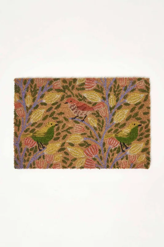 Homescapes Unisex Song Bird Coir Doormat, 40 x 60cm in Beige Size: 40cm x 60cm Beige 40cm x 60cm female